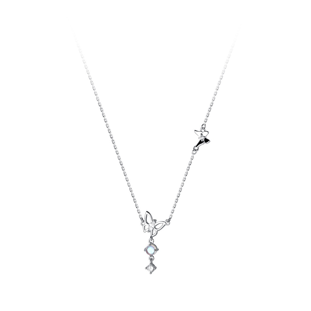 Dây chuyền bạc S925 hoạ tiết bướm opal tua rua - Amooi Silver AD172