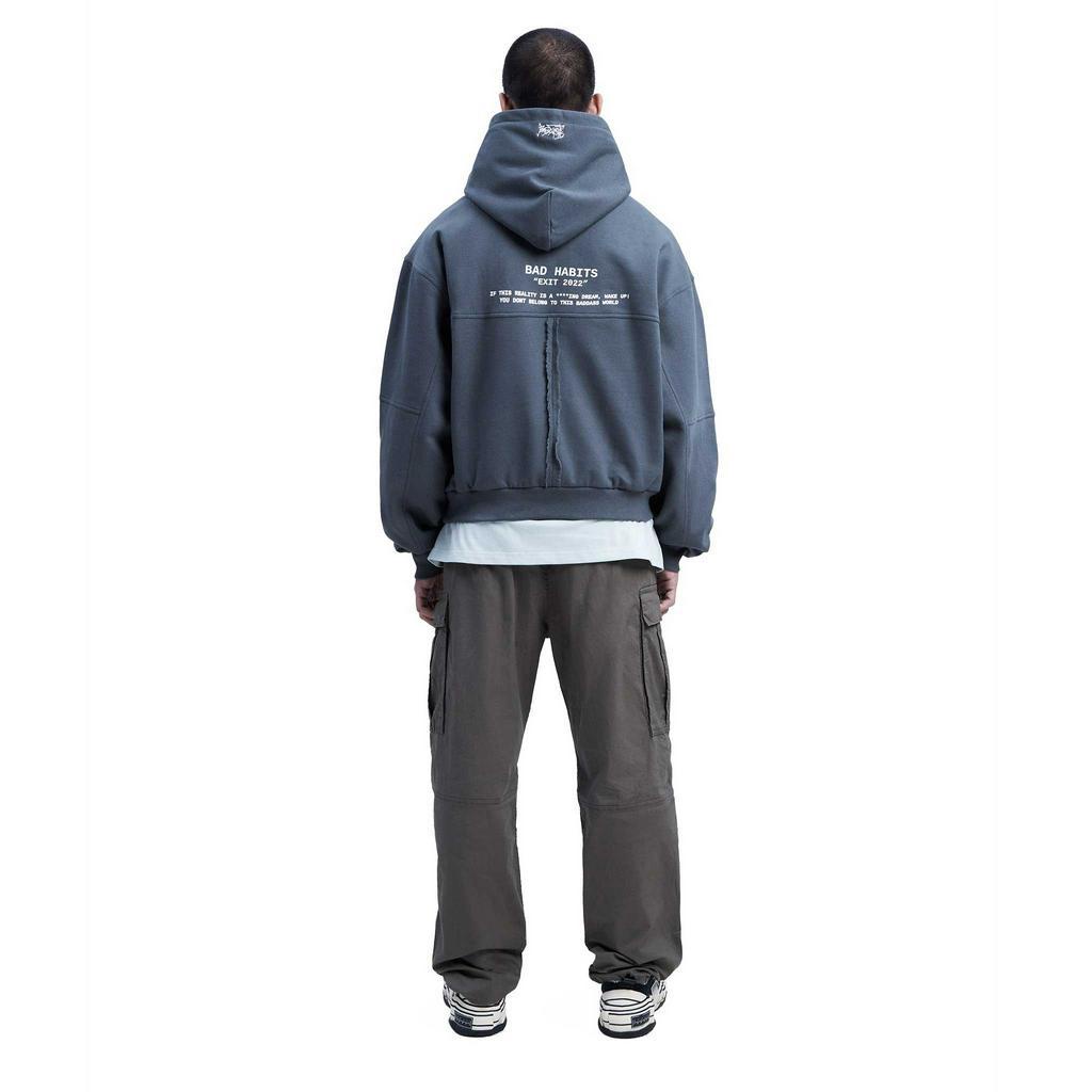 Áo Khoác Nỉ Bad Habits Boxy Halfzip Hoodie -Màu Cement - Local Brand Chính Hãng