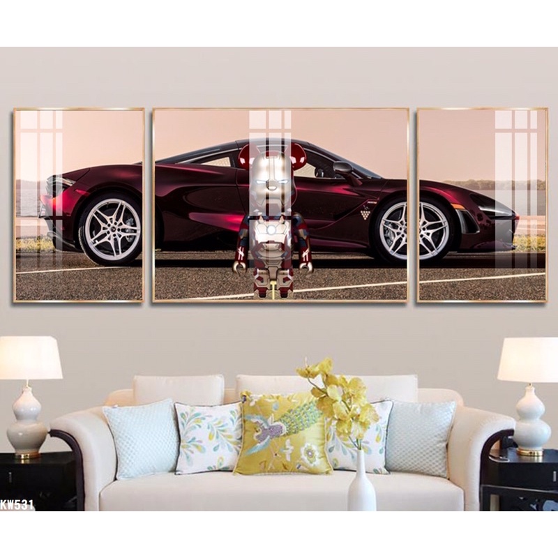 Tranh tráng gương cao cấp gấu kaws/ bearbrick