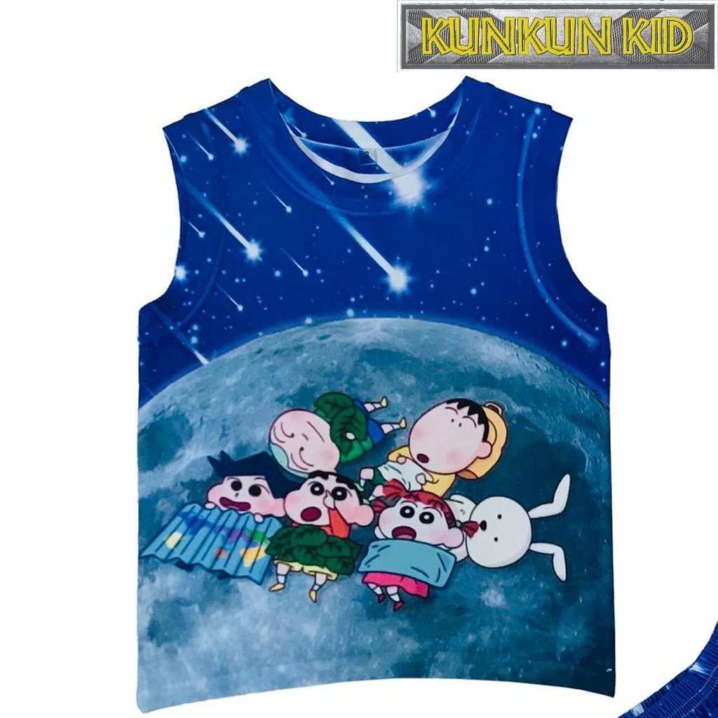Bộ sát nách bé trai hình ba cusin Kunkun Kid BL158, quần áo trẻ em chất thun lạnh