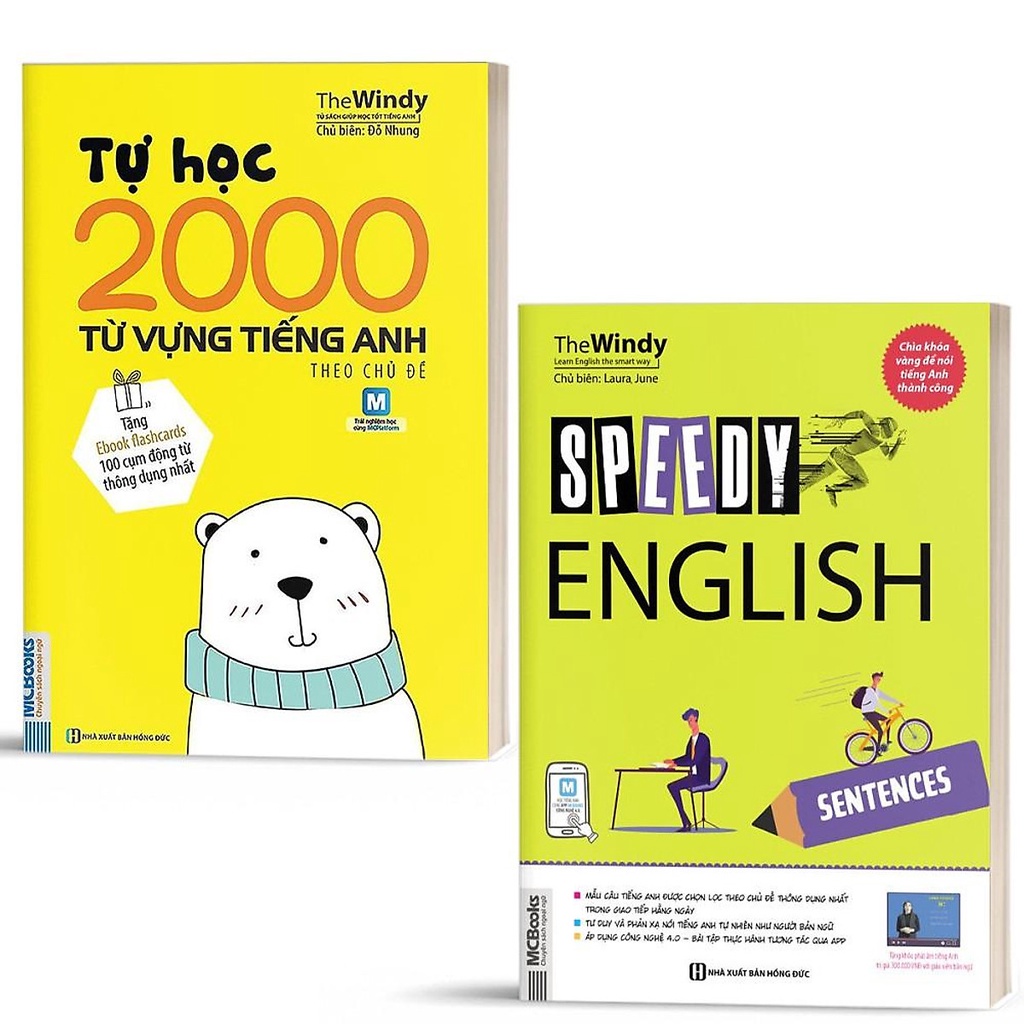 Sách - Combo Speedy English Sentences Và 2000 từ vựng theo chủ đề (MC)