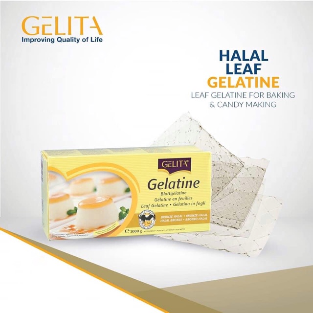 Hộp 1000g Lá Gelatine Gelita Đức Nhãn Vàng