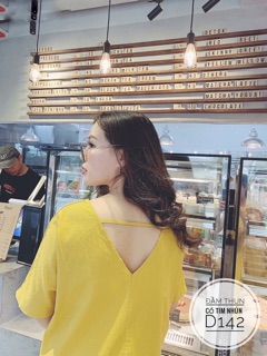 Bigsize Đầm thun cổ tim nhún D142