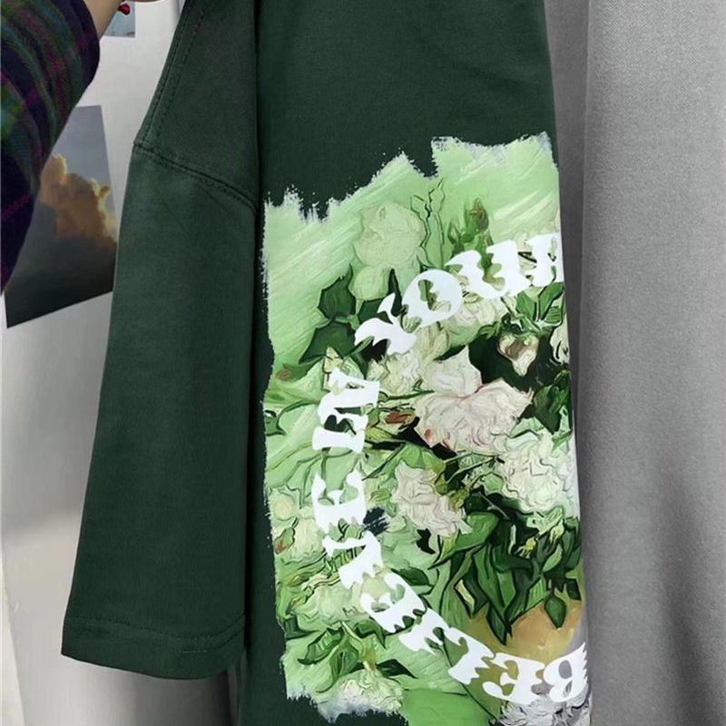 Áo Thun Tay Ngắn In Hình Tranh Sơn Dầu Phong Cách Pháp Cổ Điển Thời Trang Mùa Hè Hàng Mới Dành Cho Cặp Đôi