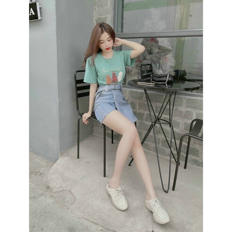 chân váy jeans lưng cao co giãn tốt xịn đẹp ( hình thật kèm video)