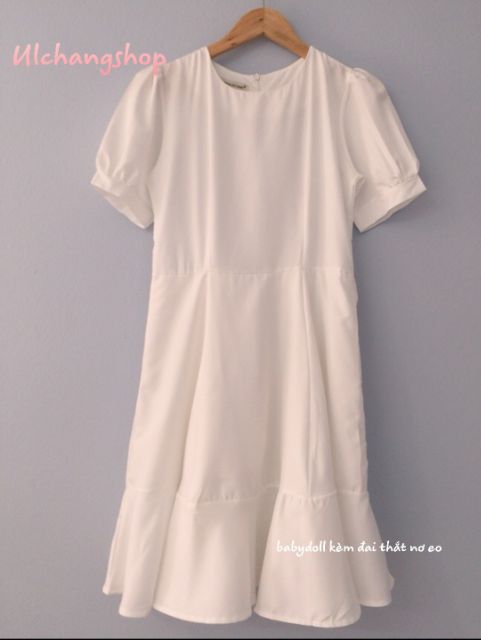 🌟ĐẦM BABYDOLL TRẮNG XÒE ĐAI THẮT EO THIÊN THẦN (kèm ảnh thật) | BigBuy360 - bigbuy360.vn
