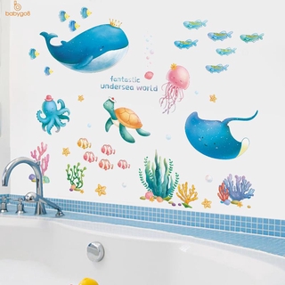 Giấy Dán Tường Pvc Hình Thế Giới Đại Dương Chống Thấm Nước