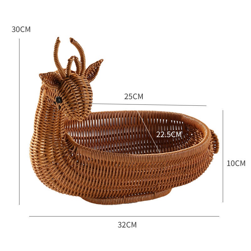 Rổ Đựng Trái Cây Bằng Tre. Rổ Đan Mây Đựng Trái Cây Hình Động Vật Sáng Tạo Trang Trí Phòng Khách