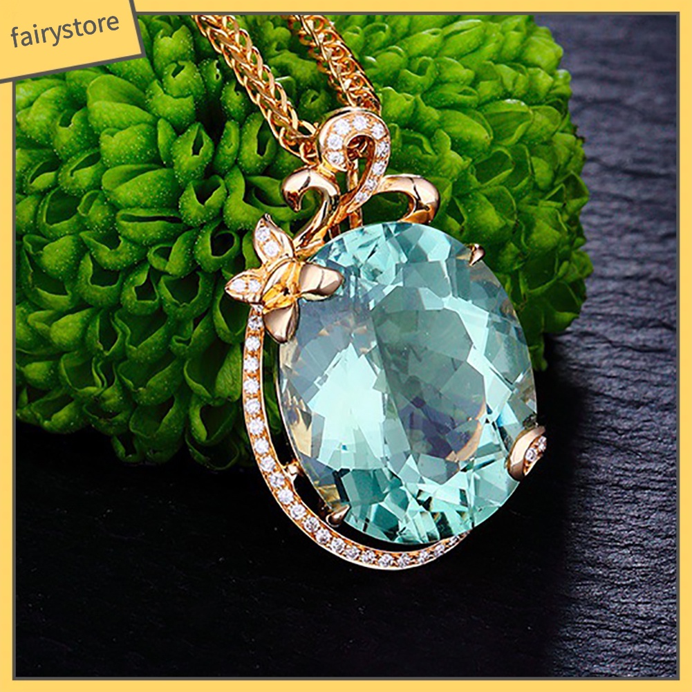 Dây Chuyền Mặt Hình Oval Đính Đá Sang Trọng Cho Nữ