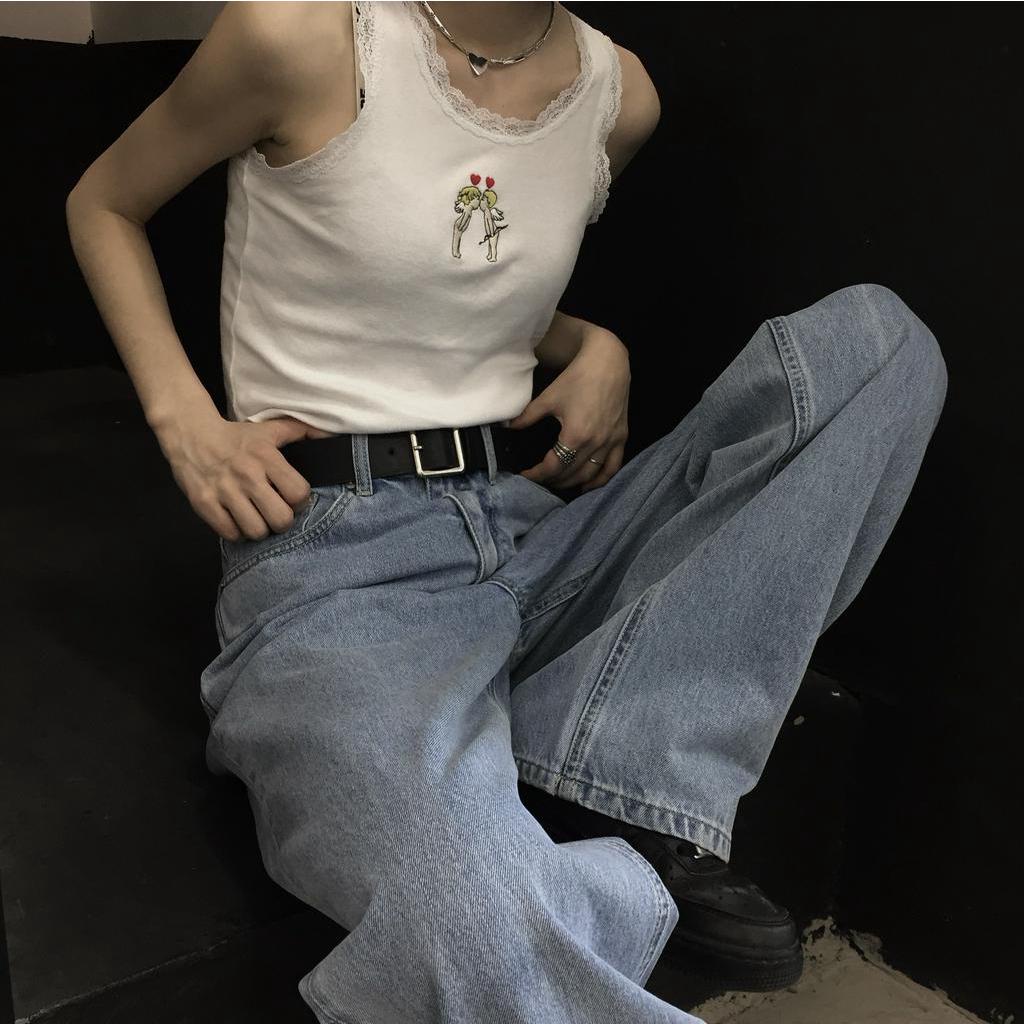 Thắt lưng da pu khóa vuông phong cách hip hop hàn quốc