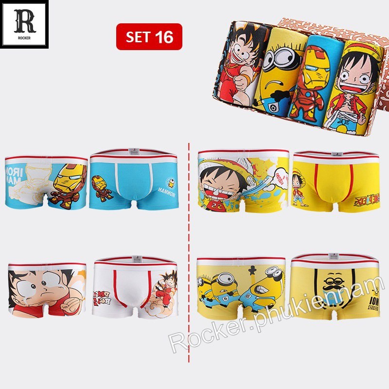 [Combo] Hộp 4 Quần Lót Nam Boxer - Quần Sịp Boxer HOẠT HÌNH S001.16
