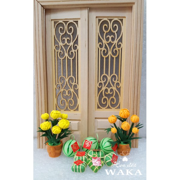 Set Tết-Mô Hình Chậu Cúc Vạn Thọ 1/12