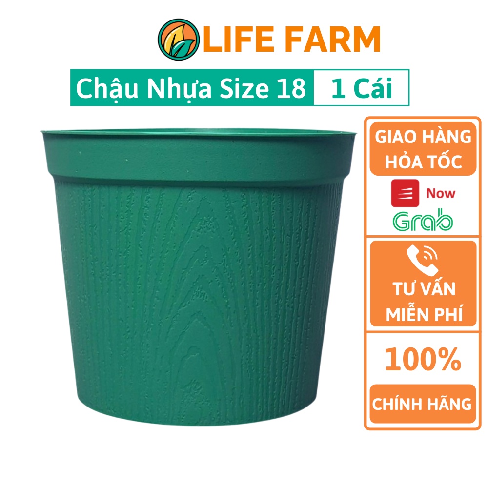 Chậu Nhựa Tròn Vân Gỗ - Size 18 (NVG-018)