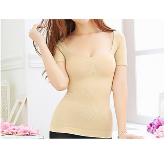Áo gen định hình body tay ngắn dáng dài dáng basic