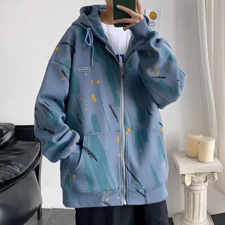 Áo Khoác Hoodie Họa Tiết Rằn Ri Cá Tính phong cách Hàn Quốc from rộng jacket thời trang áo hoodie dây kéo
