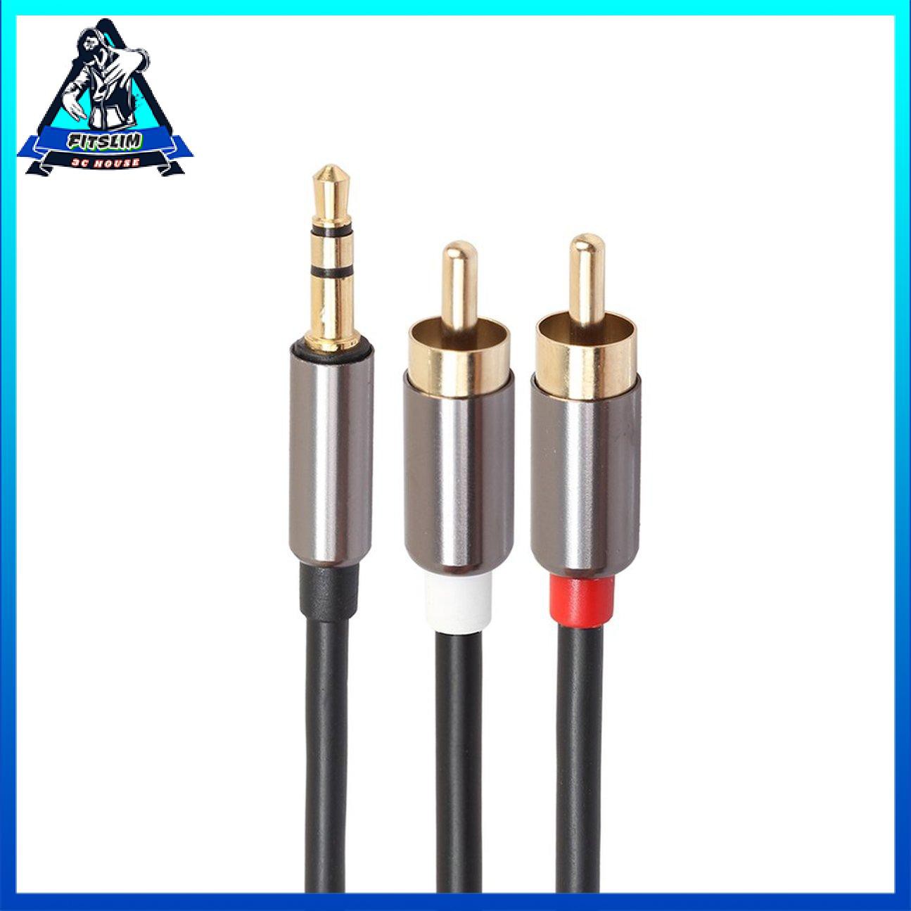 Cáp âm thanh 3,5 mm đến 2 RCA 1m Bộ chia AUX Cáp chuyển đổi âm thanh nổi từ nam sang nam