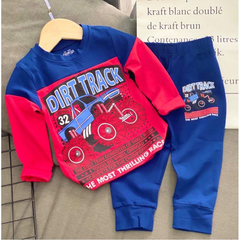 BỘ DÀI BÉ TRAI THUN COTTON IN 3D -Quần áo trẻ em-Pikakids