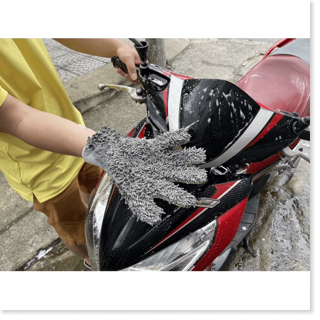 Bao Tay Rửa Xe San Hô Xỏ 5 Ngón Mềm Mịn Thấm Hút Tốt .Uy Tín - Chất Lượng - Giá Hủy Diệt