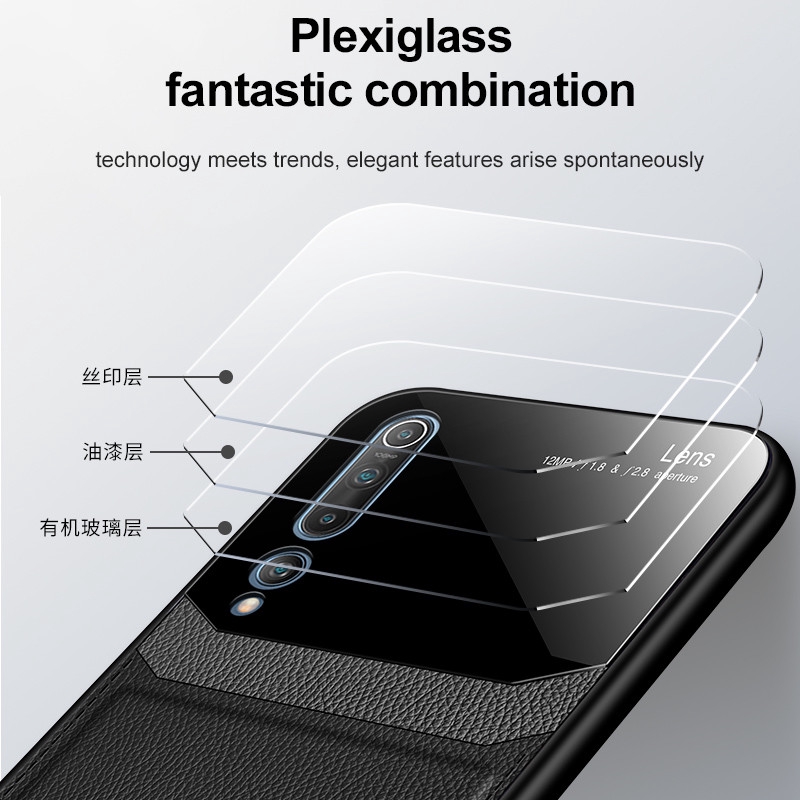 Ốp điện thoại da phối kính sang trọng bảo vệ lens cho Xiaomi Mi 10 Pro 10 Mi 10 Lite 9 9SE 8 Lite CC9 CC9 Pro POCO X3 NFC