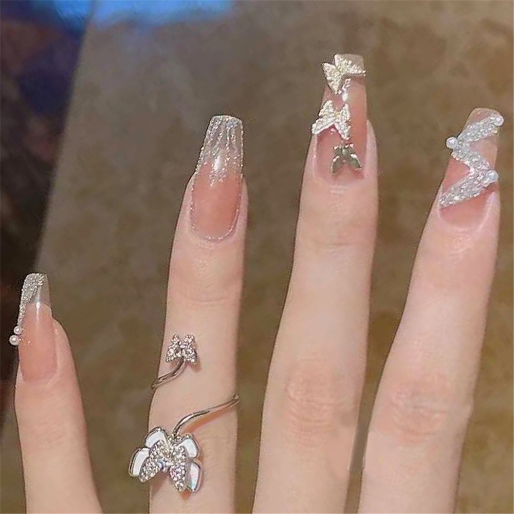 Set 24 Móng Tay Giả Đính Đá Trang Trí Cho Nữ