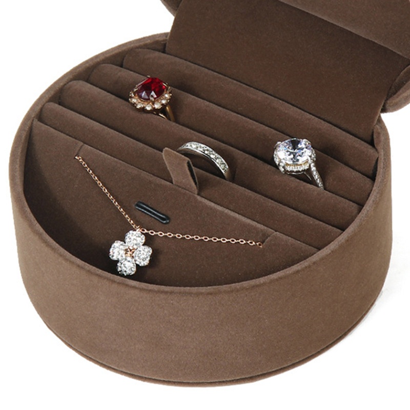 Hộp Đựng Trang Sức Hình Tròn Bằng Vải Nhung Thiết Kế Nhỏ Gọn