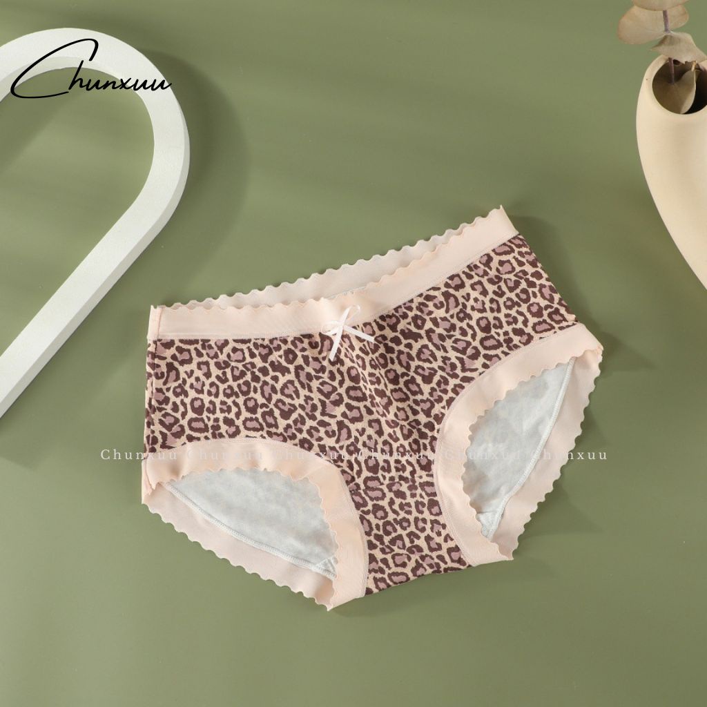 Quần lót nữ Cotton cao cấp CHUNXUU phối viền ren họa tiết da báo quyến rũ - QC87