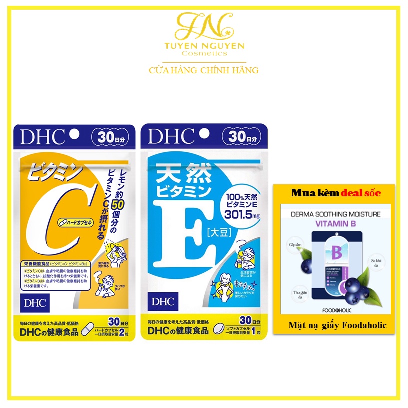 Combo Viên Uống DHC Trắng Hồng Và Mịn Màng ( DHC Vitamin E & Vitamin C )