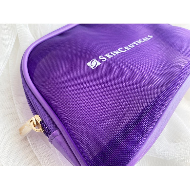 Túi mỹ phẩm Skinceut lưới nền tím