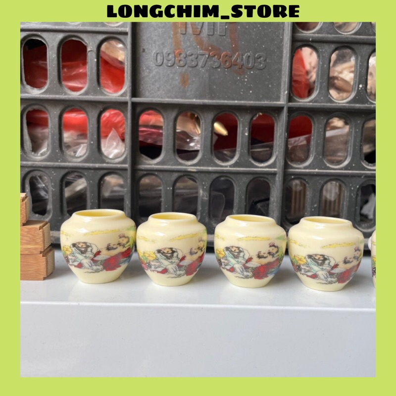 Cóng chim khuyên chất liệu gốm sứ nhiều hoa văn, tai cóng tàu hàng xịn loại 1 LONGCHIM