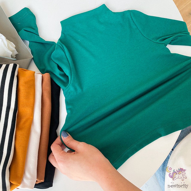 Áo thun trơn màu sắc đa dạng phong cách Hàn Quốc cho bé gái