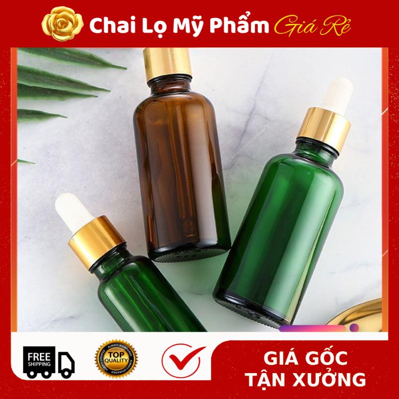 Lọ Chiết Serum ❤ RẺ VÔ ĐỊCH ❤ [50ml] Chai lọ tinh dầu thủy tinh nắp bóp giọt Khoen vàng chiết serum , phụ kiện du lịch