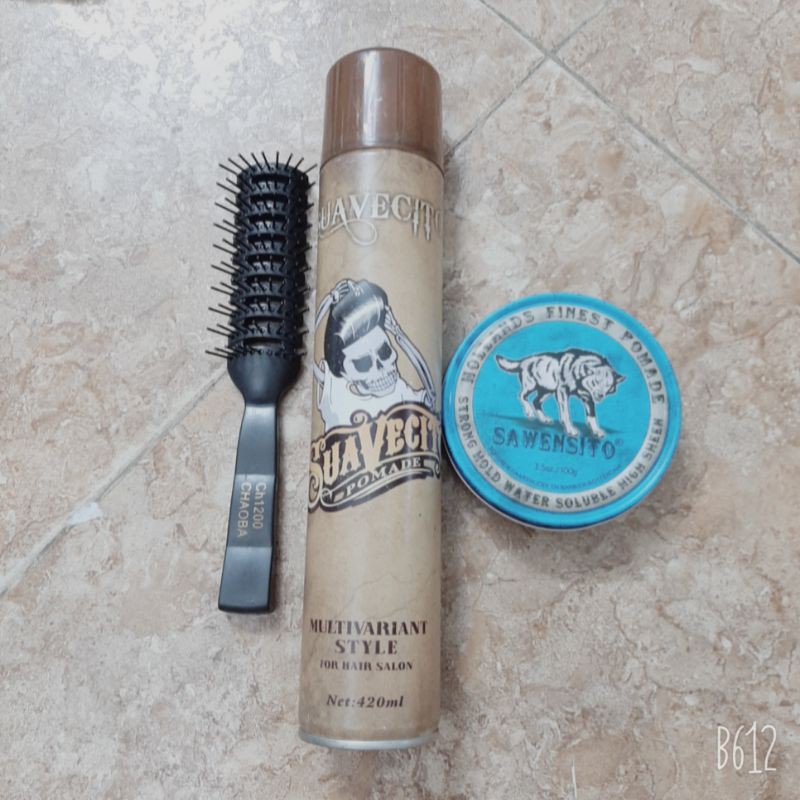 (TẶNG LƯỢC)Combo GôM XỊT SUAVECITO 400ML+Sáp Vuốt Tóc SAWENSITO Con Sói