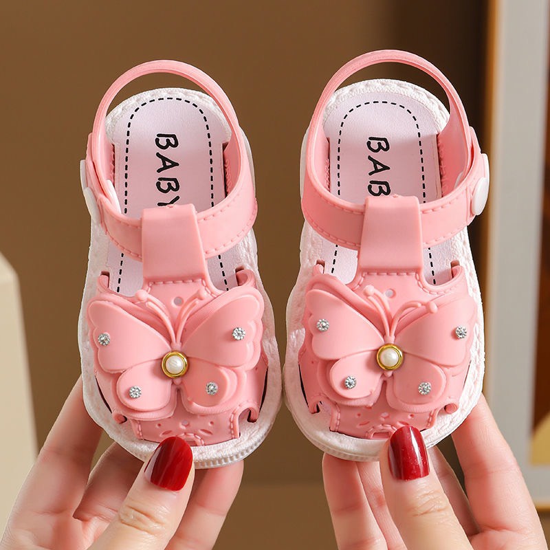 Sandal bé gái phối cánh bướm đính đá thời trang công chúa sang trọng - TT403
