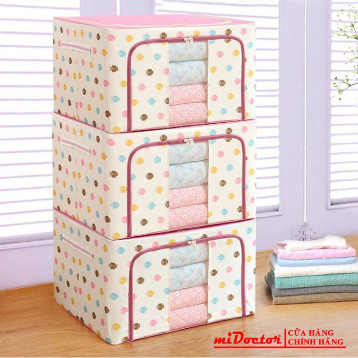 Hộp vải đựng quần áo, chăn màn khung thép miDoctor dung tích 66L
