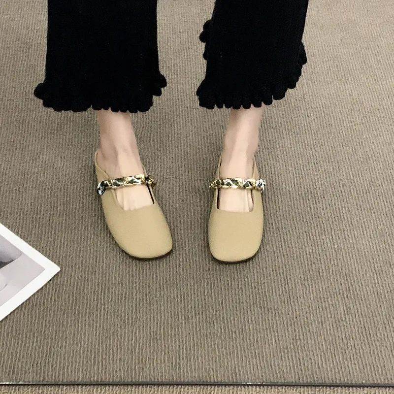 Dép Bít Mũi Đế Bằng Phong Cách Pháp Cổ Điển Thời Trang Mùa Xuân Cho Nữ