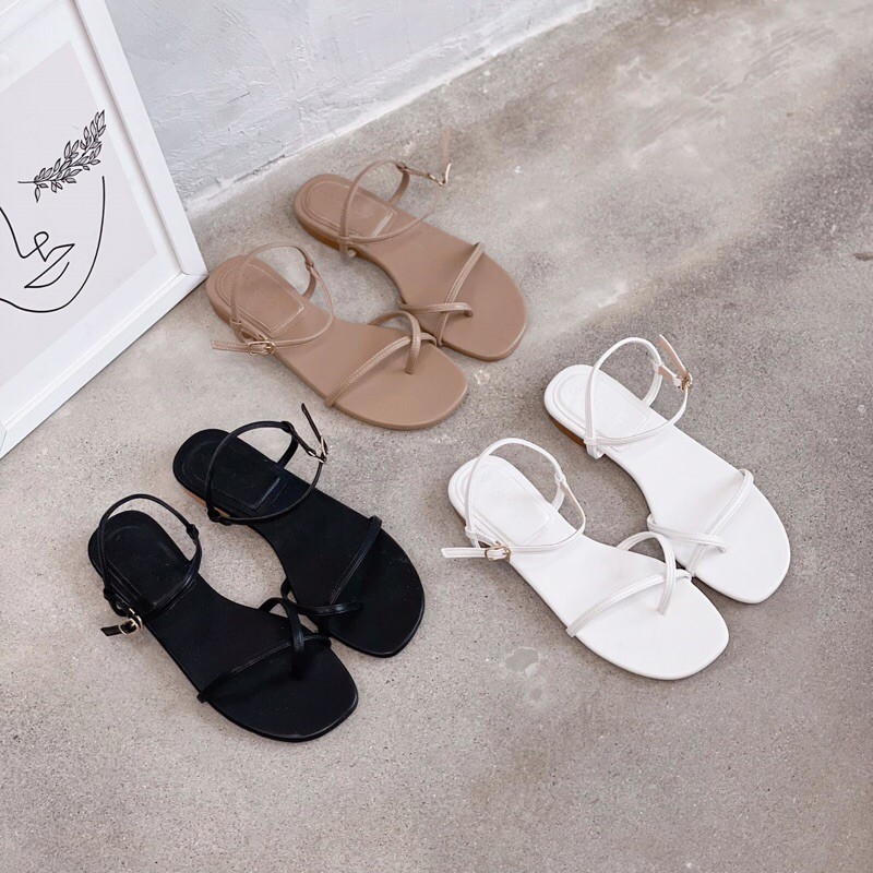 GIÀY SANDAL NỮ DÂY MẢNH XỎ NGÓN DA MỀM ĐẾ BỆT DỄ PHỐI ĐỒ  (HN034E)