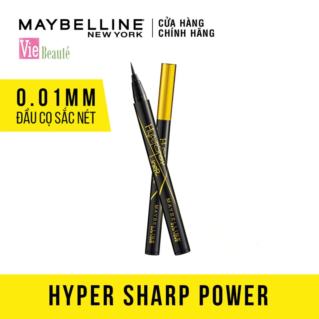 Bút kẻ mắt không thấm nước siêu sắc mảnh không lem không trôi Maybelline New York HyperSharp Liner Đen 0.5g
