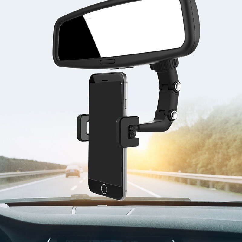 Giá treo điện thoại gương chiếu hậu xoay 360°, kẹp ghế sau ô tô, kính chiếu hậu, giá sách, lưng ghế