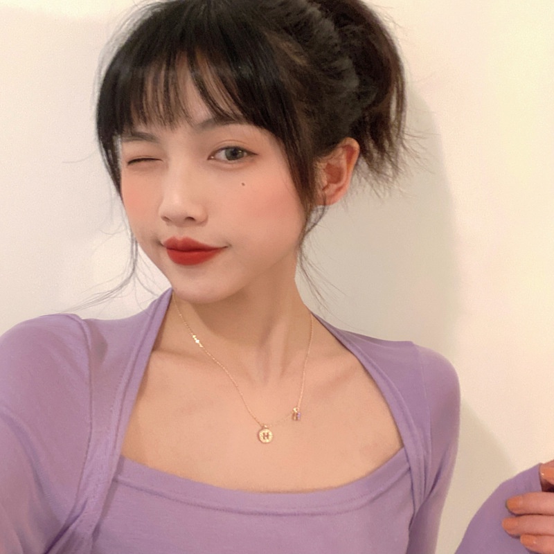 Vòng Cổ 210807 Mặt Chữ H Đính Đá Zircon Sang Trọng Thời Trang Cho Nữ