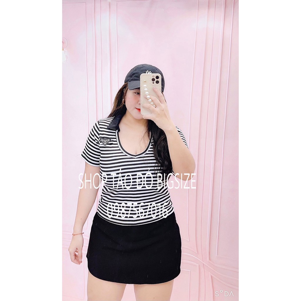 ÁO THUN GÂN CỔ TRỤ V KHOÉT NGỰC SEXY CHO NÀNG BIGSIZE 55-90KG 🥰🥰🥰 | BigBuy360 - bigbuy360.vn