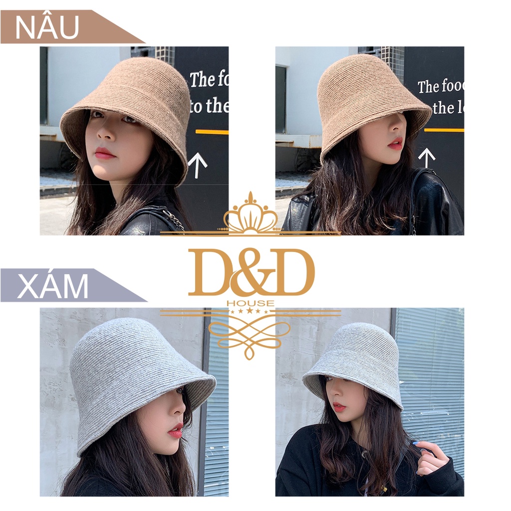 Mũ nón bucket nữ vải len phong cách Nhật Hàn