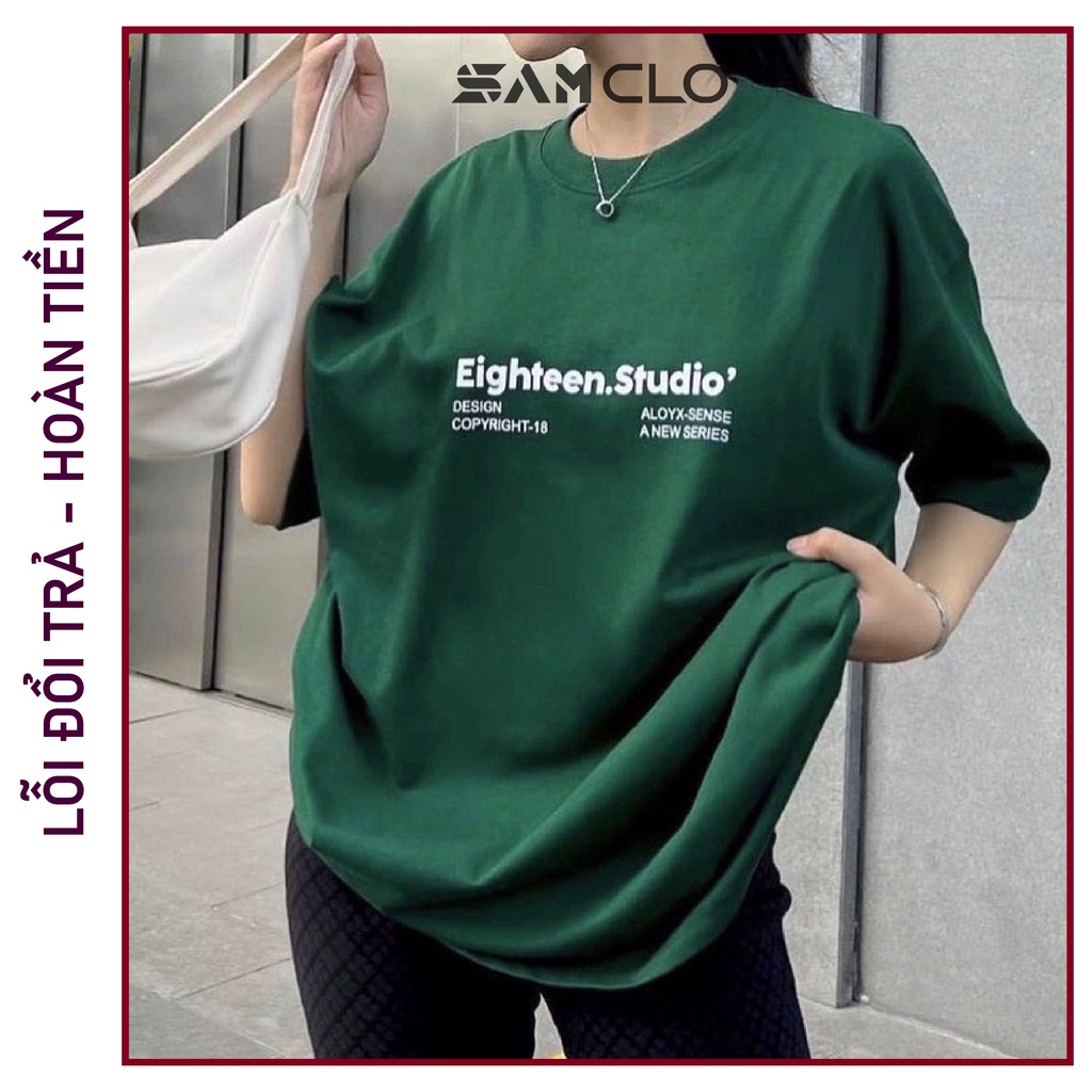 Áo phông form rộng thun tay lỡ nam nữ SAM CLO dáng Unisex - mặc cặp, nhóm, lớp in EIGHTEEN STUDIO