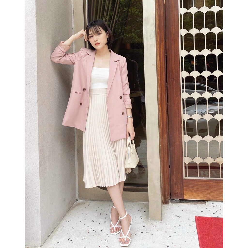 Áo vest nữ blazer công sở Hàn Quốc dáng dài trẻ trung giá rẻ thời trang thiết kế Kcorner AV24 | BigBuy360 - bigbuy360.vn
