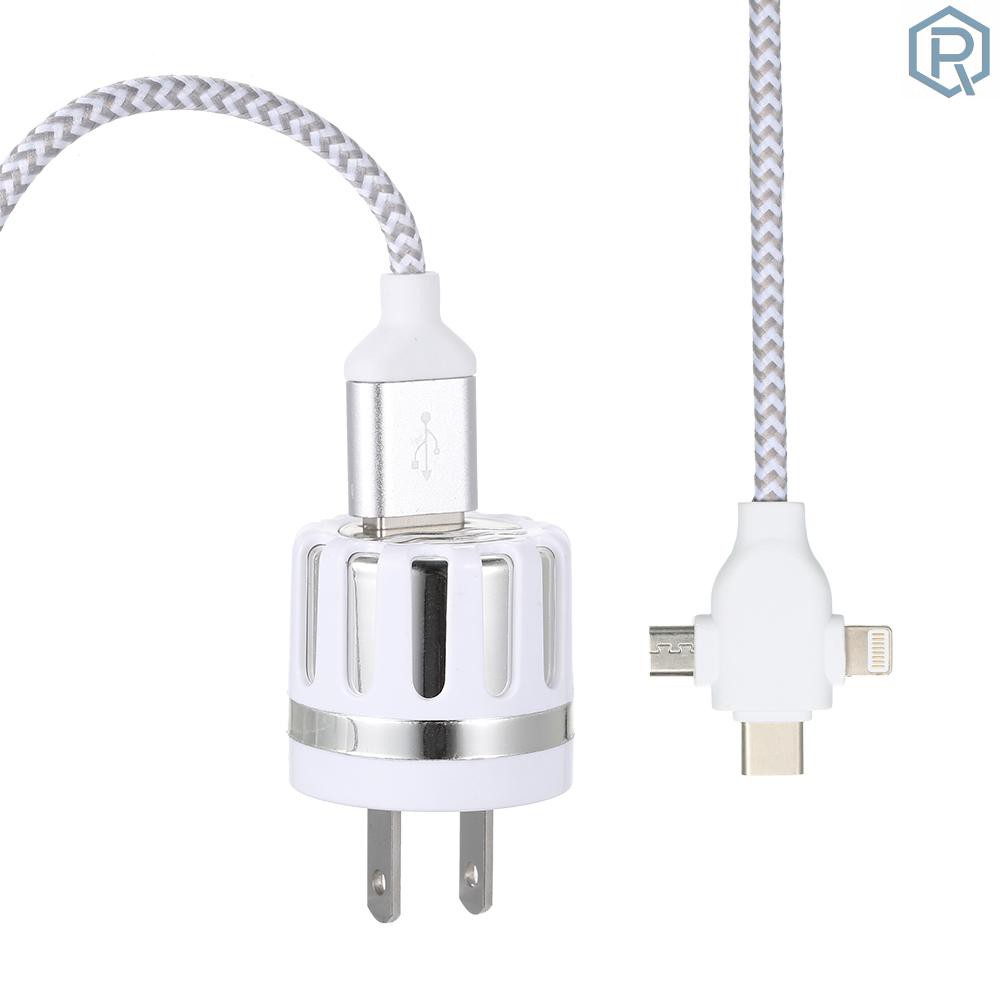 Dây Cáp Sạc 3 Trong 1 2a Micro Usb / Type-C / Lightning Đa Năng