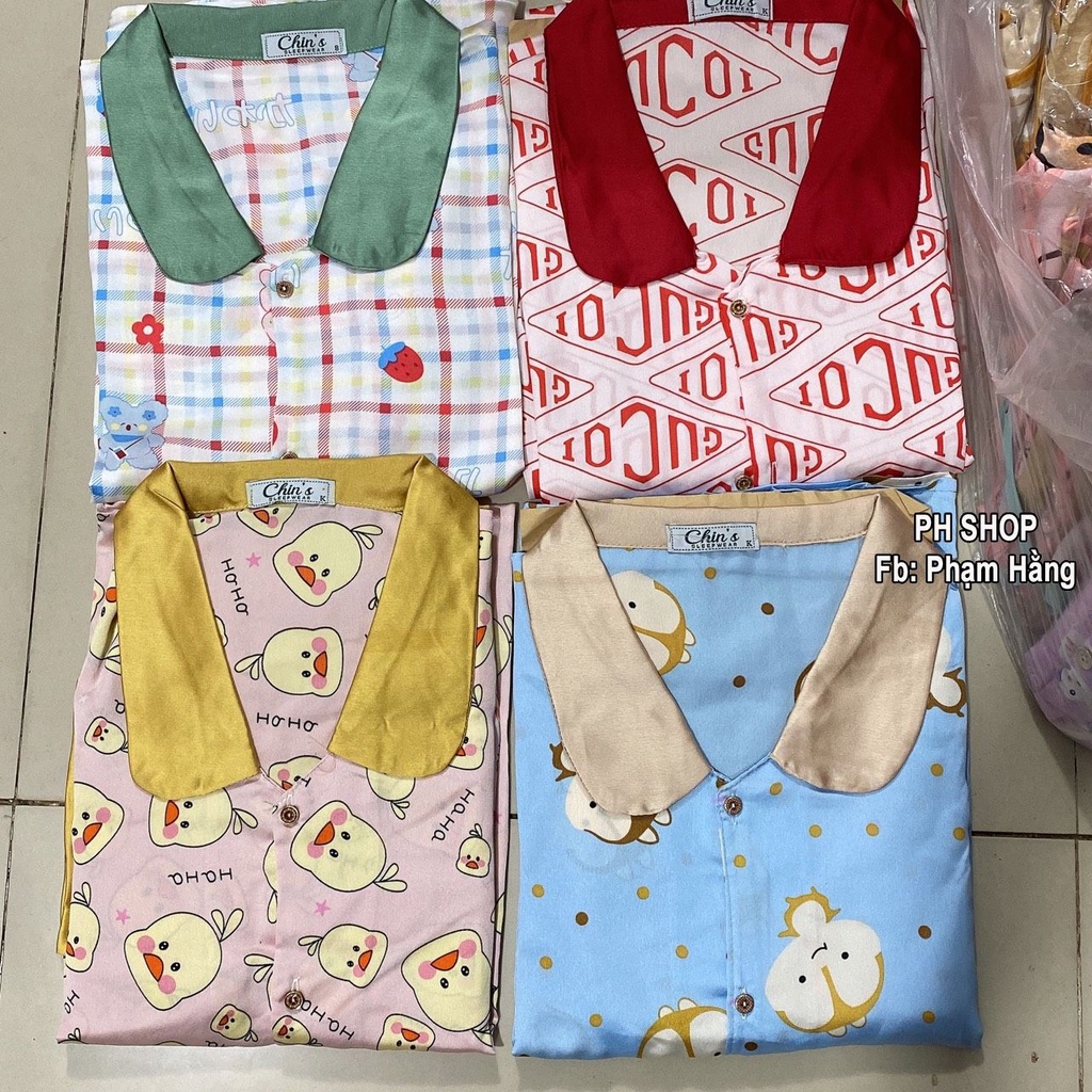 Bộ đồ Pijama Tay Ngắn Vải Satin In 3D Dễ Thương - Chất Mềm Mịn - Thoảng Mát [HÀNG CAO CẤP] (Có Video Thật) | BigBuy360 - bigbuy360.vn