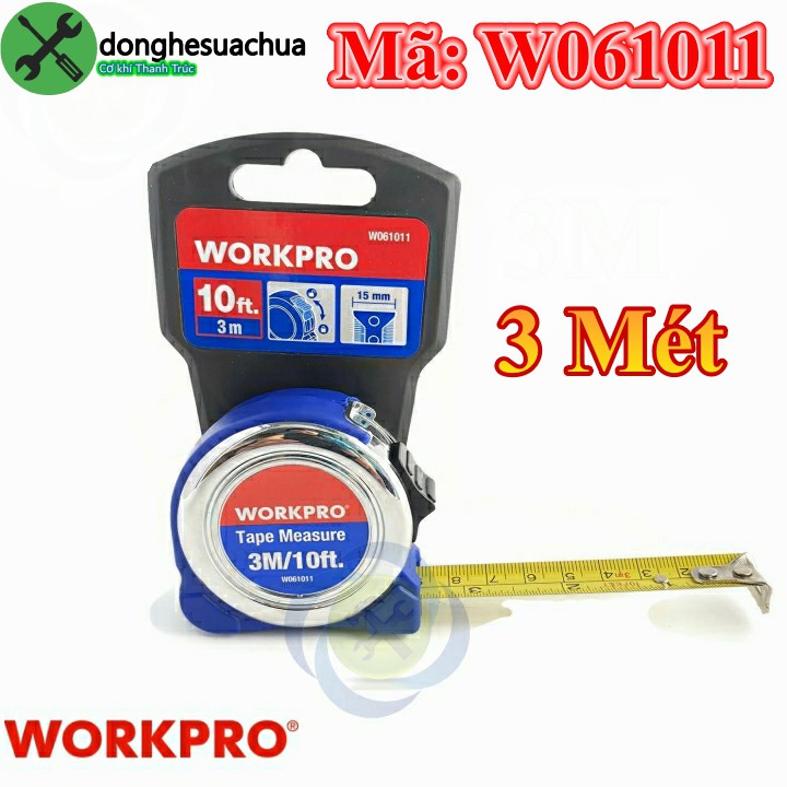 Thước cuộn 3 mét Workpro W061011 vỏ mạ Crom