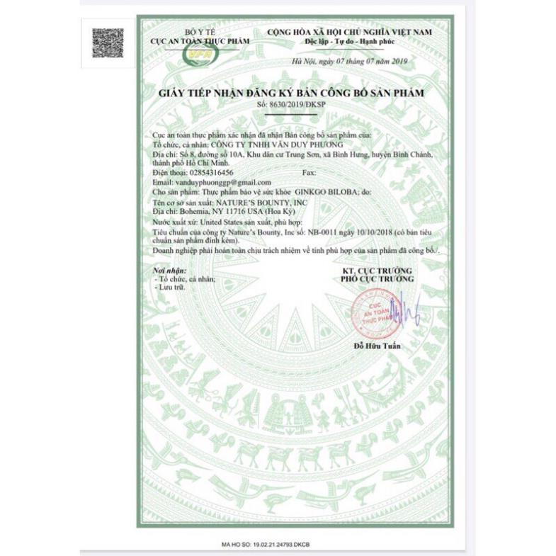 Viên uống bổ não Ginkgo Biloba 120mg lọ 340 viên của mỹ