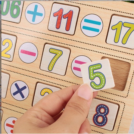 Đồ chơi hộp toán học 100 que tính kèm đồng hồ gỗ thông minh phát triển trí tuệ cho bé - Bộ que tính đồng hồ