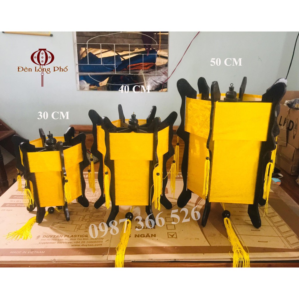 Đèn Hội An  gỗ lục giác - vải lụa đủ màu