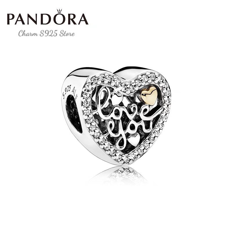 charm pan xỏ ngang love you bạc s925 cao cấp